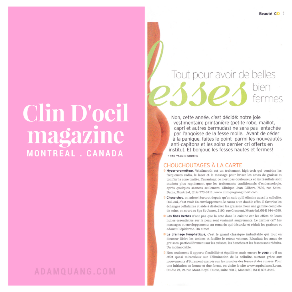 Clin D’oeil - My yoga workshop got featured in Clin D’oeil magazine- Circa 2005 -Fesses-May 2005 by Yasmin Grothé